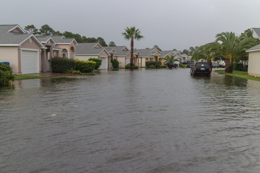 flood damage in florida neighborhood